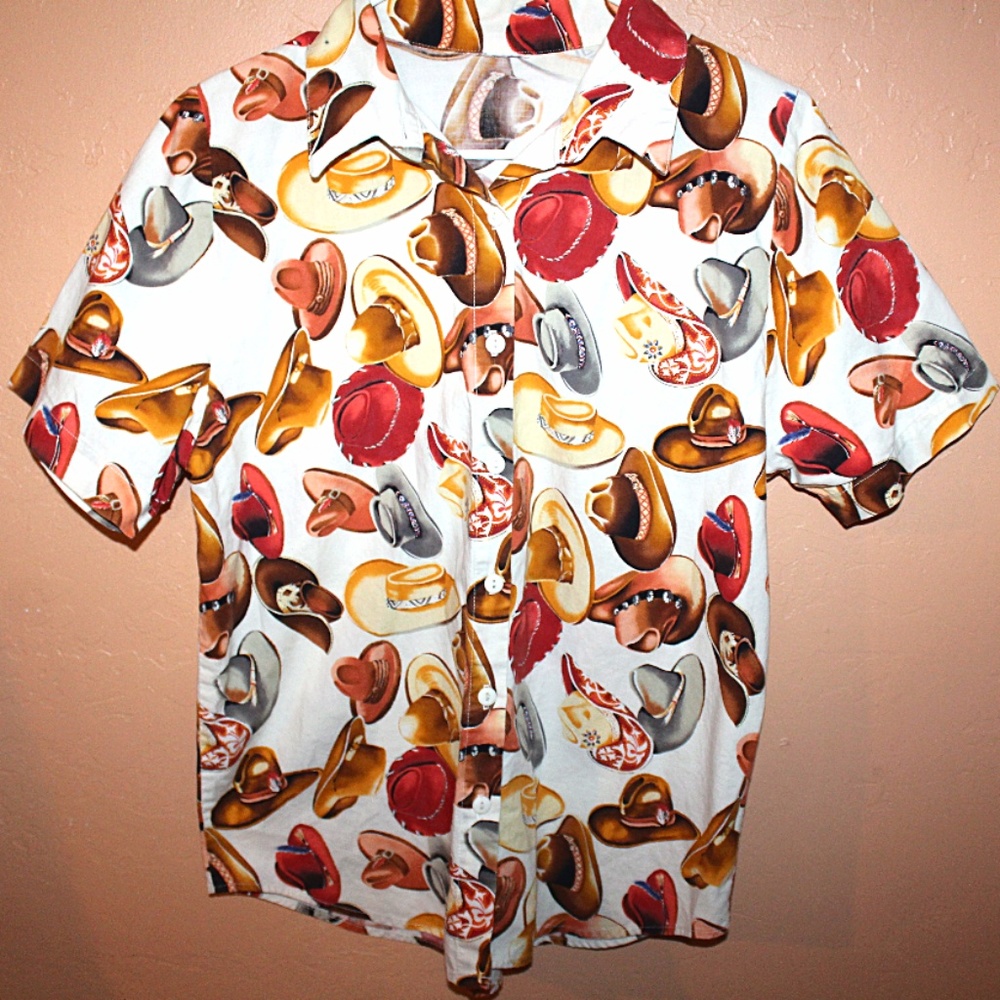 Retro Cowboy Hat Button Down